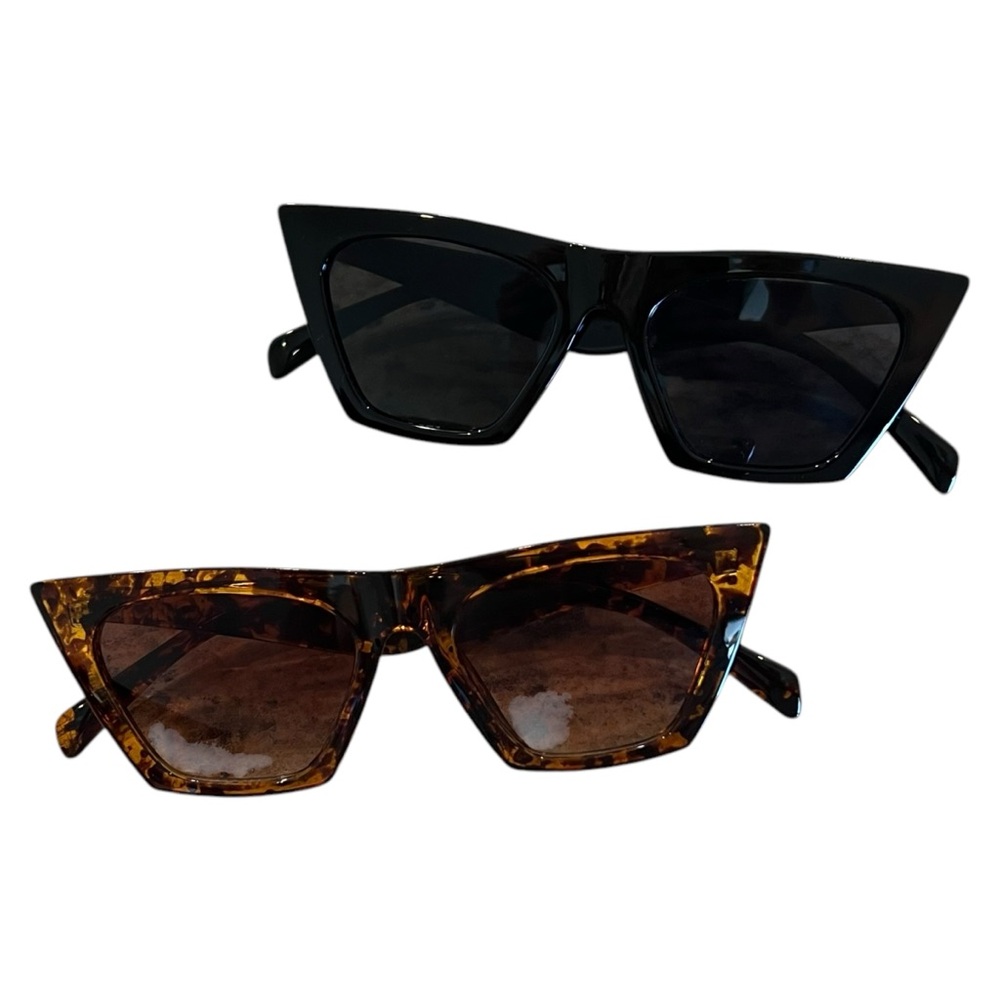 Set of 2 Cat Eye Black and Tortoise Sunglasses NWOT